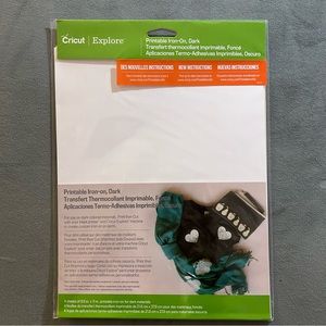 Cricut PRINTABLE iron on for dark fabric (3 letter size sheets)